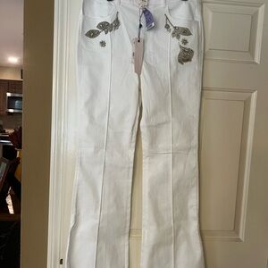 cinq a sept White Embellished Women’s Jeans